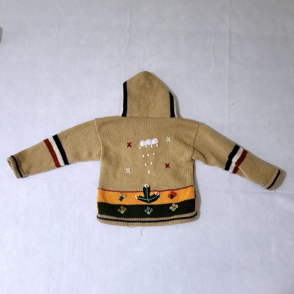 Hand Made Peruvian Knit Sweater Goat Llama Sun 2T 3T Boys Zip Cardigan Jacket - Picture 2 of 7